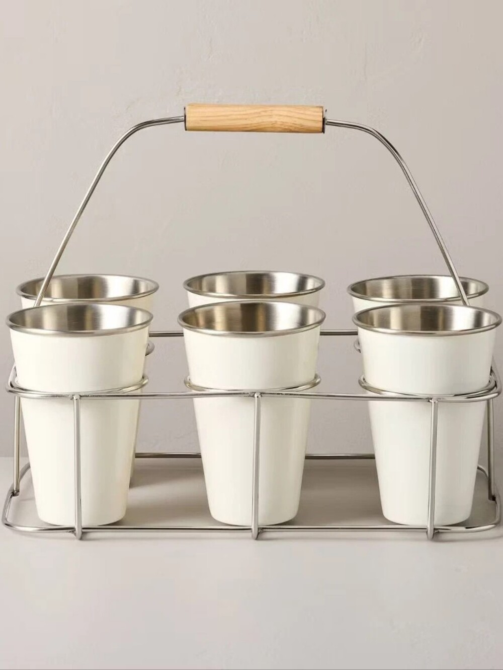 Metal and Rubberwood Caddy Sour Cream - Hearth & Hand with Magnolia